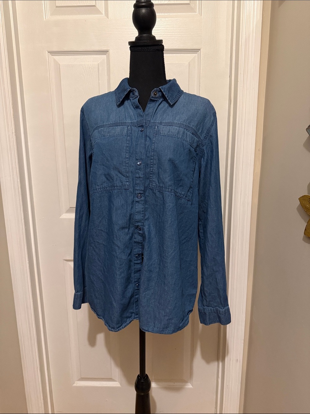 Joan Rivers Indigo Blue Denim Button-Down Shirt